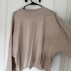 Aerie Heathered Beige Long Sleeve Top